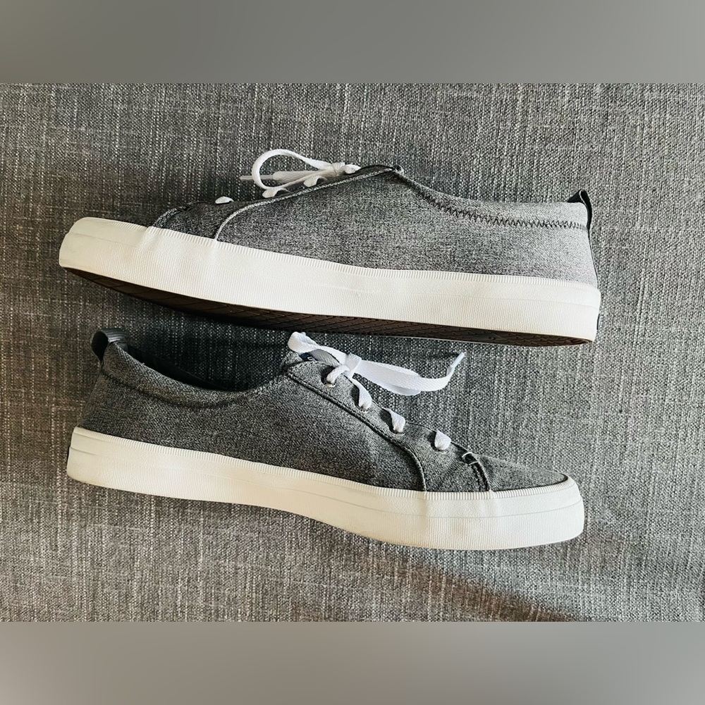Sperry Crest Dark Gray Charcoal Sparkle Vibe Sneaker Womens 12 Y2K RARE